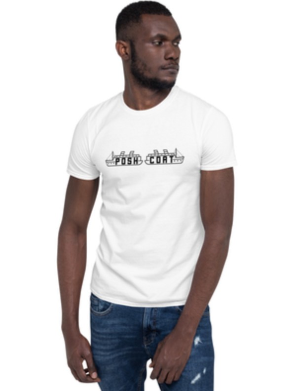 Posh Ships t-shirt - b/w on white